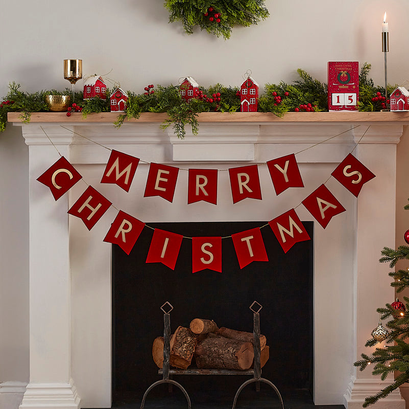 Deck the Halls - Red Flag Merry Christmas Bunting