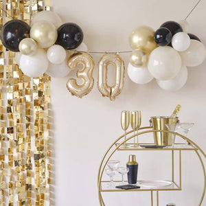 Champagne Noir - 30th Birthday Milestone Balloon Bunting Decoration