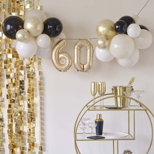 Champagne Noir - 60th Birthday Milestone Balloon Bunting Decoration