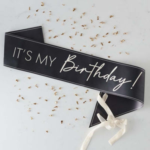 Champagne Noir - Black and Nude It's My Birthday Sash