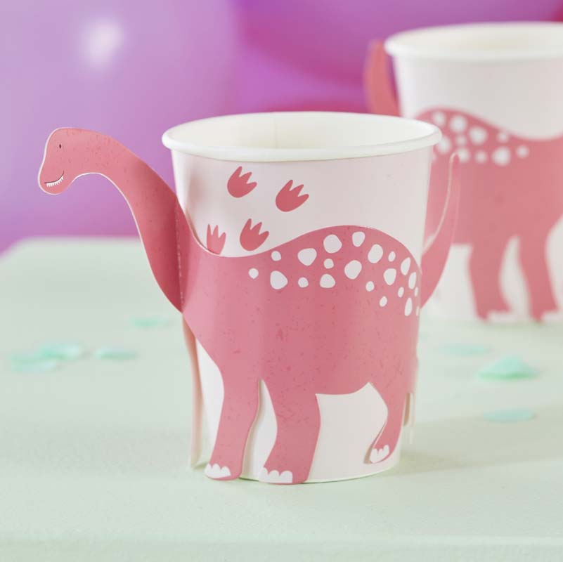 Party Like A Dinosaur - Pink Pop Out Dinosaur Paper Cup