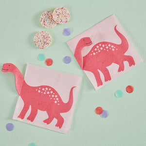 Party Like A Dinosaur - Pink Pop Out Dinosaur Paper Napkin