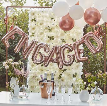Engagement - Rose Gold Engaged Balloon Bunting
