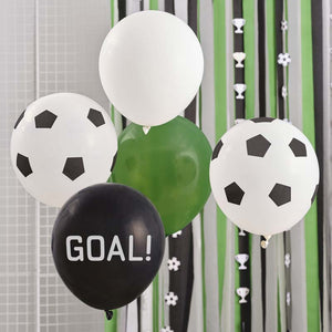 Kick Off The Party! - Black, White and Green Football Balloon Bundle