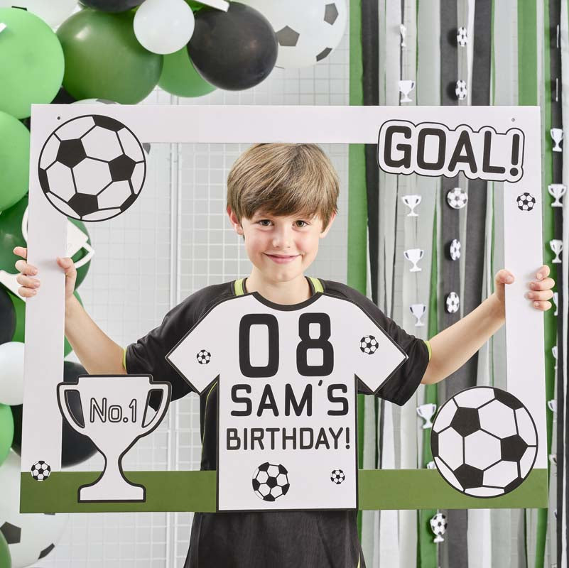 Kick Off The Party! - Customizable Football Party Photo Booth Frame