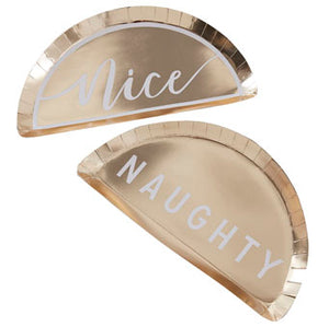 Gold Glitter - Paper Plates - Naughty or Nice - Gold
