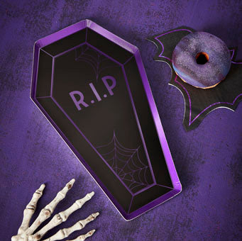 Let's Get Batty - Paper Plates - Coffin Shaped - iridescent