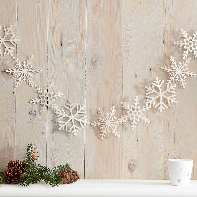 Let It Snow - Glitter Snowflake Christmas Garland Decoration