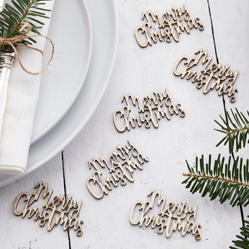 Let It Snow - Wooden Merry Christmas Table Confetti