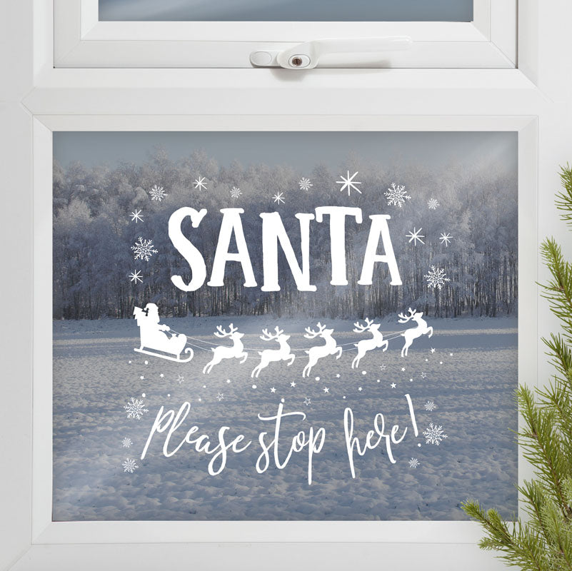 Novelty Christmas - Santa Stop Here Window Sticker