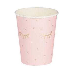 Pamper Party - Gold Foiled and Pink Sleepy Eyes Paper Cup