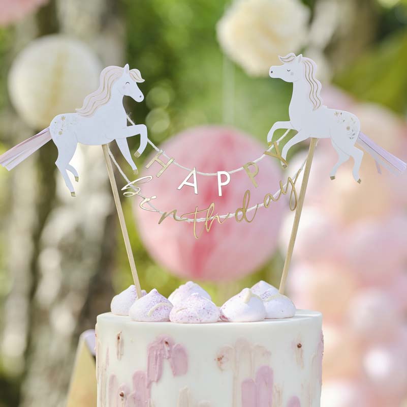 Princess Party - Unicorn Happy Birthday Cake Topper