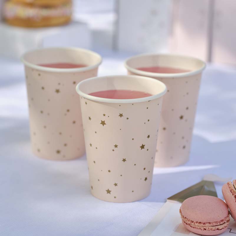 Princess Party - Pink and Gold Star Paper Party Cups
