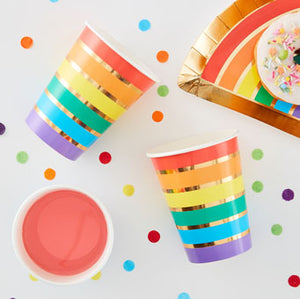 Over The Rainbow - Rainbow & Gold Foiled Party Paper Cups