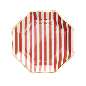 Red & Gold Christmas - Paper Plates - Foiled - Stripe