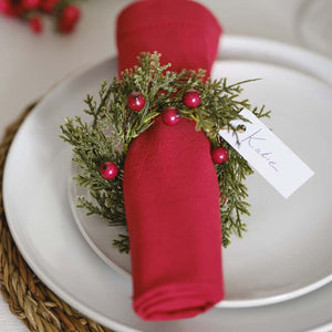 Rustic Red - Foliage and Berry Christmas Napkin Rings