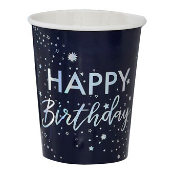 StarGazer Birthday - Paper Cups - Happy Birthday Foiled