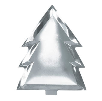Silver Christmas - Silver Foiled Christmas Tree Paper Plate