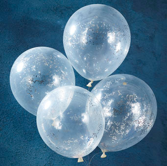 Silver Christmas - Confetti Balloon - 12" - Silver Glitter