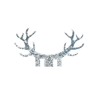 Silver Christmas - Glass Decoration - Antler - Silver Glitter