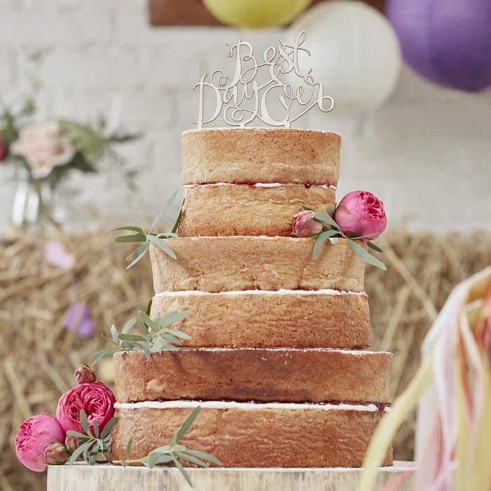 Wooden Best Day Ever Cake Topper