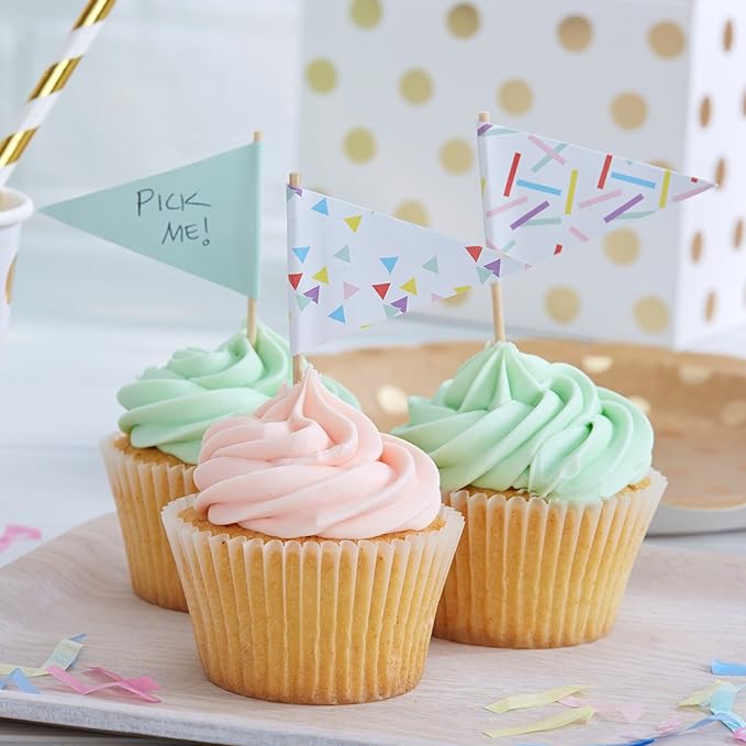 Pick And Mix Foiled Polka Dot Cupcake Toppers Food Flags