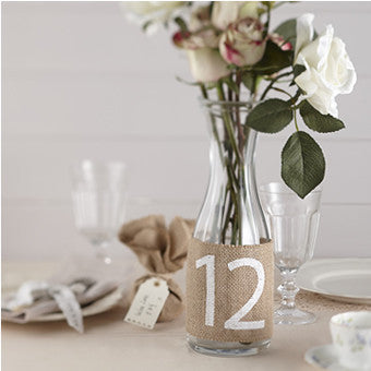Vintage Affair - Hessian table Numbers