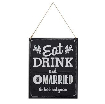Vintage Affair - Chalkboard Wood Sign - Eat Drink Be Married
