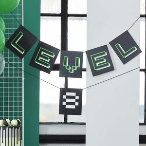 Game On - Customizable Age Black and Green Level Up Bunting
