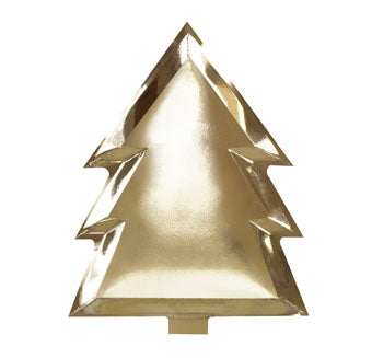 Gold Christmas - Gold Foiled Christmas Tree Paper Plate