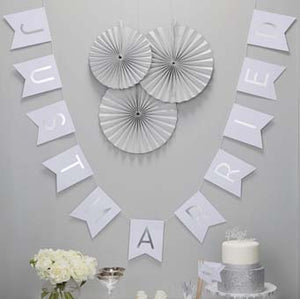 Metallic Perfection - Just Married Foiled Bunting (Silver)