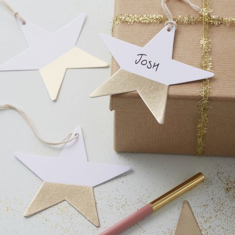 Metallic Star Dipped Foiled Star Gold Gift Tags - Pack of 6