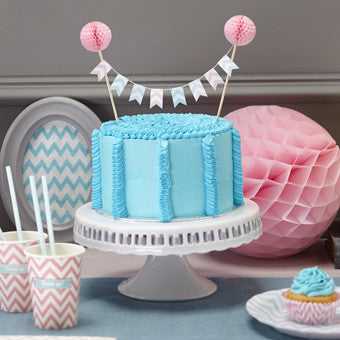 Chevron Divine - Cake Bunting with Pom Poms