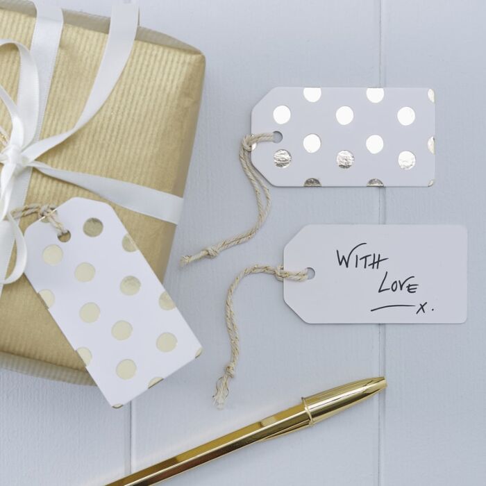 Foiled Gold Polka Dot Luggage Tags - Pick and Mix